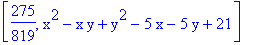 [275/819, x^2-x*y+y^2-5*x-5*y+21]